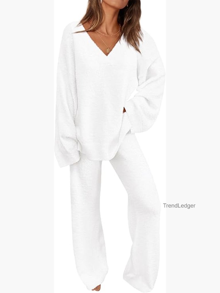 Two Piece Sweater Pajama Set Loungewear Matching Outfits